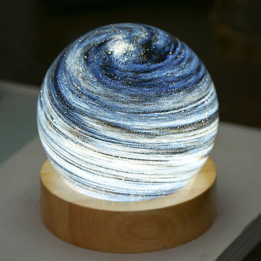 lampe chevet boule galaxie lumineuse bleu